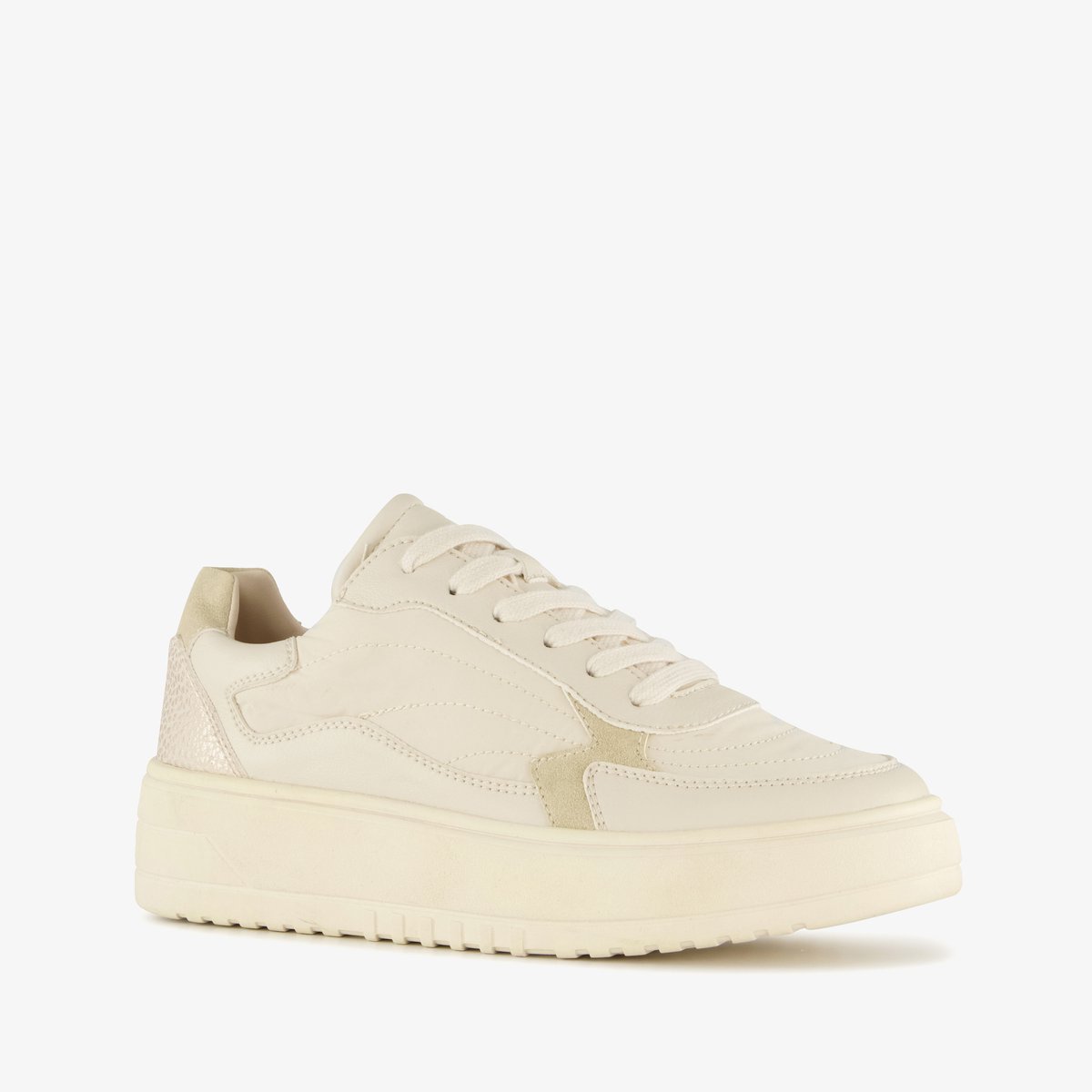 Blue Box dames sneakers met plateauzool beige - Maat 39 - Uitneembare zool