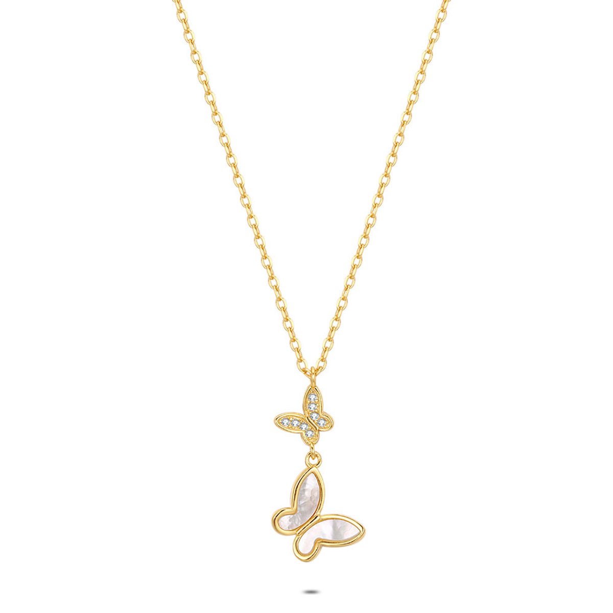 Twice As Nice Halsketting in goudkleurig zilver, vlinders Goudkleurig 40cm+3cm