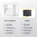 Comparaison de l'applique murale Luminize (blanche) avec batterie de 5200 mAh et batterie remplaçable, avec une autre lampe (noire) avec batterie de 4400 mAh non remplaçable.