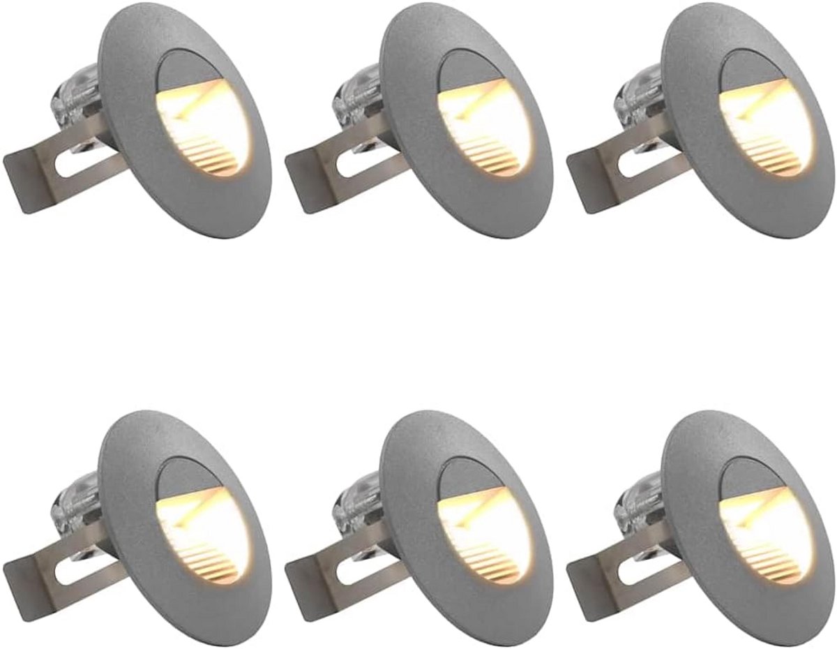 6 stuks Ronde LED Buitenwandlampen Zilverkleurig Tuinverlichting