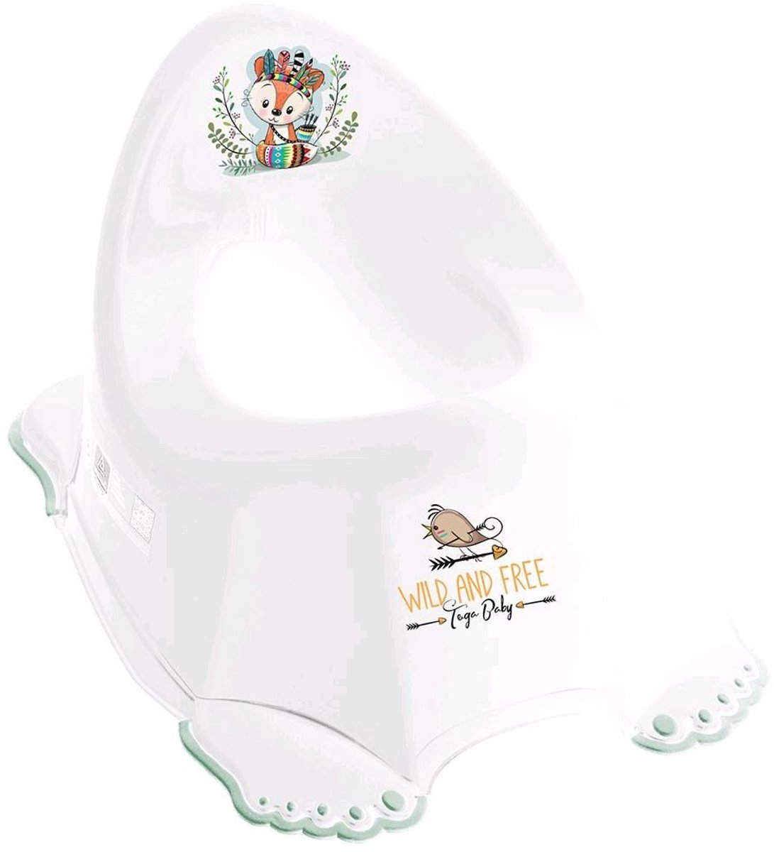 TEGA - Plaspot - Kinderpotje wit kunststof met hoge rugleuning - zindelijkheidstraining - toilet - antislip - melodie - compact