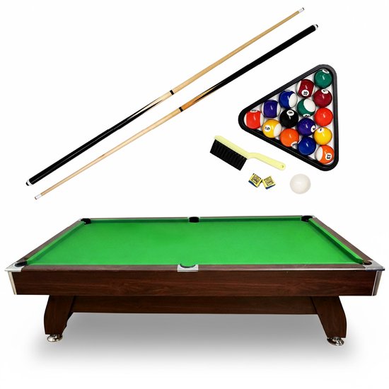 THUNDER BOLD-BROWN-9FT - Biljarttafel - 9 ft - Met ballenopvang en accessoires
