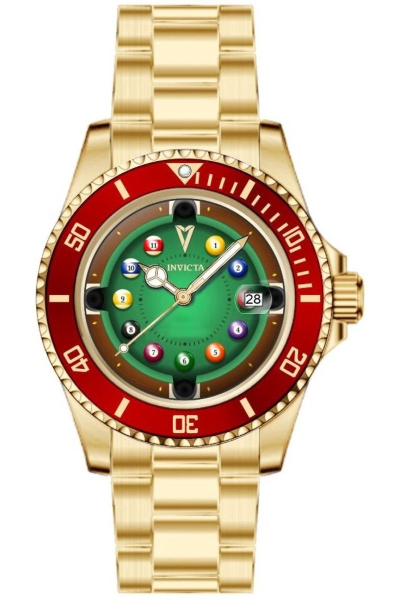 Invicta Pro Diver 50522 Heren Horloge - Waterdicht - Analoog - Quartz Uurwerk - Roestvrij Staal met groene Wijzerplaat - 40mm