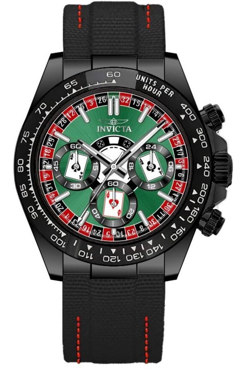 Invicta Speedway 50517 Heren Horloge - Waterdicht - Analoog - Quartz Uurwerk - Roestvrij Staal met groene Wijzerplaat - 40mm