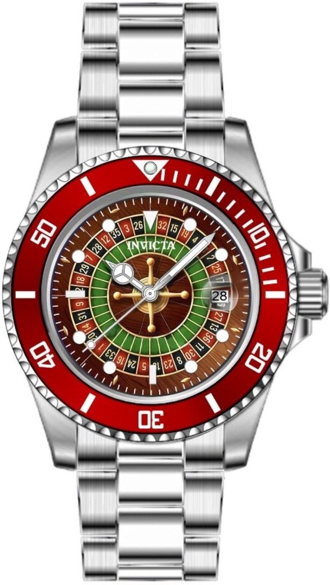 Invicta Pro Diver 50519 Heren Horloge - Waterdicht - Analoog - Quartz Uurwerk - Roestvrij Staal met groene Wijzerplaat - 40mm