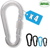 AMIG Karabijnhaak 7x70mm RVS 316 met Schroefsluiting 180kg Zeebestendig Musketonhaak Set - 4 Stuks