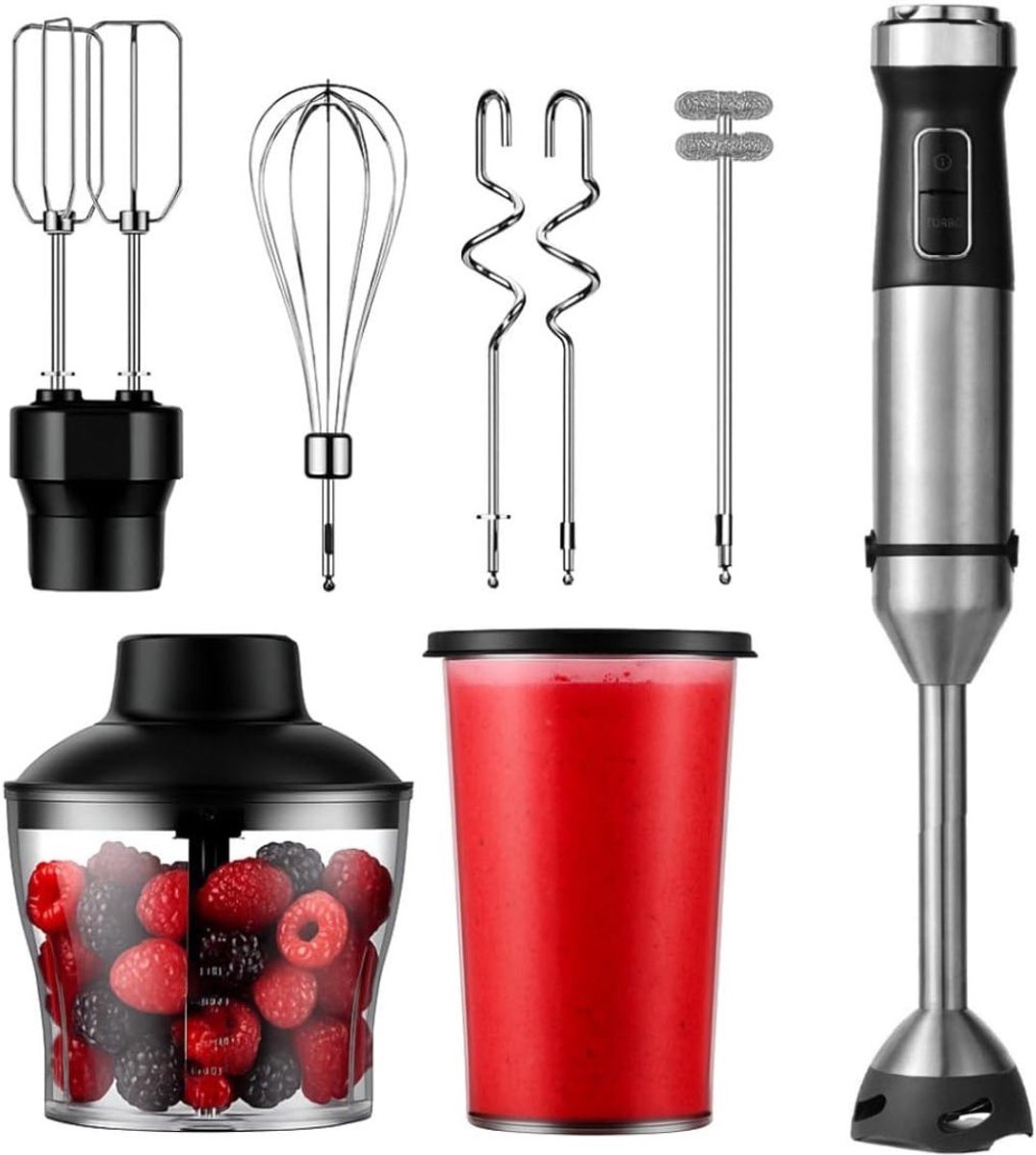 Staafmixer Set - Hakmolen - Groentesnijder - Soepmaker - Zwart en Ziver