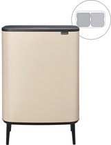 Brabantia Bo Touch Bin Hi Prullenbak - 2 x 30 litres - Tri sélectif - Beige Doux