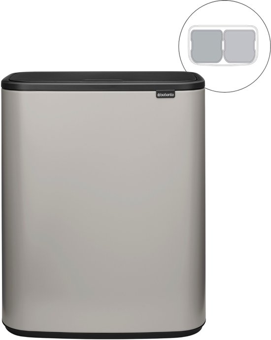 Brabantia Bo Touch Bin Prullenbak 2 x 30 liter Soft Grey