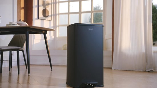 Bayt Prullenbak - Prullenbak 60 Liter - Pedaalemmer 60 Liter - Vuilnisbak 60 Liter - Afvalbak - RVS - Zwart