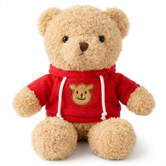 Boncy® Knuffelbeer - Teddybeer Knuffel met Rode Trui - Pluche Knuffels Bruin - Valentijn Cadeau of Baby Teddy Beer - 30cm Groot - Cadeautje Verjaardag
