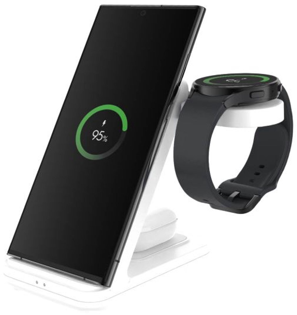 FIXED Powerstation-3-in-1 Draadloos Oplaadstation-15W-Voor Samsung Galaxy Watch, Galaxy Buds & Smartphone-Wit