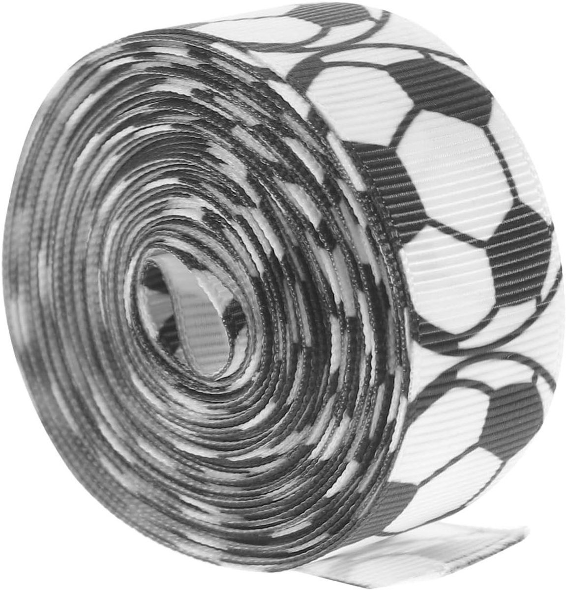Rol Voetbalbanddecoratie Kranslint - Satijnen Lint voor Voetbal Fans - DIY Bedrukt lint voor Creatieve Projecten - Feestcadeaulint met Voetbalprint