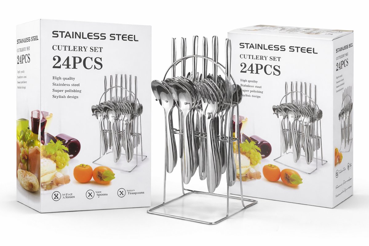 Stainless Steel Cutlery Spoon Set – 24 Pieces – Modern Design
