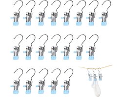 Clips - 20 stuks - 10,5x4 cm - Metalen clips - Wasknijpers - Clips die geen sporen achterlaten - Hoedenclips - Sokkenclips - Elastische clips - Opbergrek - Opbergclips - Haken - Huishoudelijke clips - Geschikt voor kledinghaken, kledingclips, hoeden