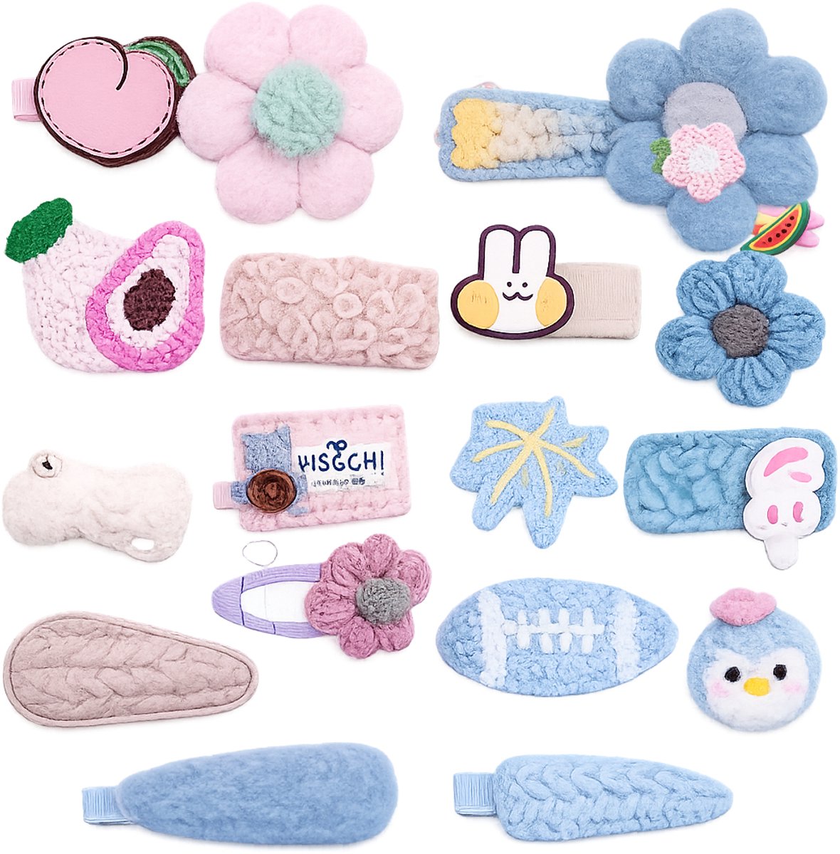 BOTC Haarspeldjes set - Haarclipjes - 2 Set - Haar Accessoires - Kinderen - Gift - Cadeau - Voor Meisjes - Roze&Blauw Garen
