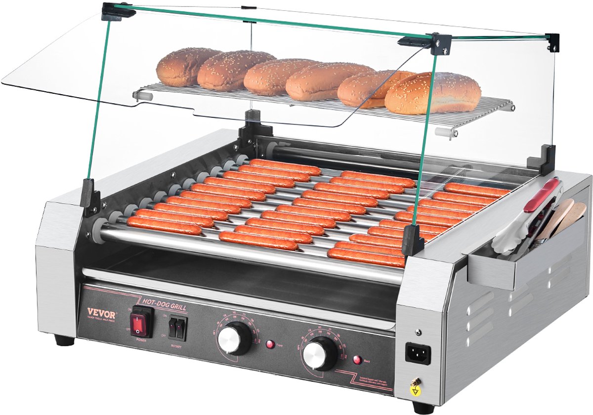VEVOR Hot Dog Elektrische Grill Roller Grill Worst Grill Broodjeswarmer 2200W