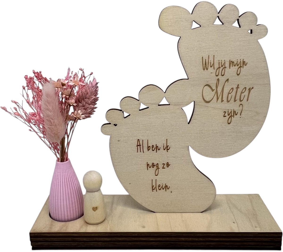Tekstbord Wil je mijn METER zijn? | voetjes | roze |meter vragen | meter worden | meter wo