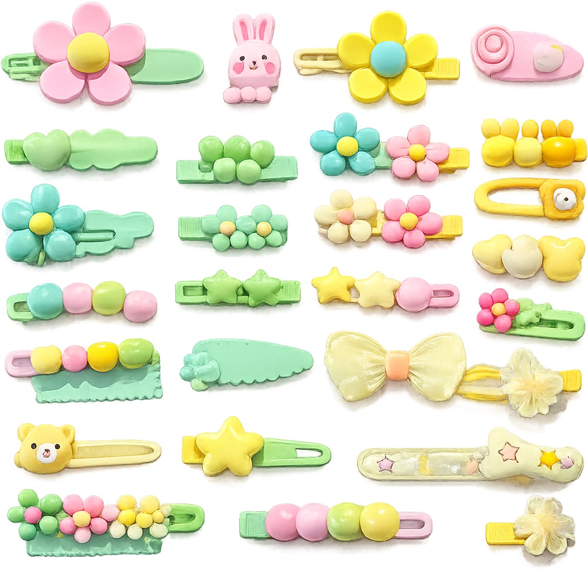 BOTC Haarspeldjes set - Haarclipjes - 2 Set - Haar Accessoires - Kinderen - Gift - Cadeau - Voor Meisjes - Geel &Groen