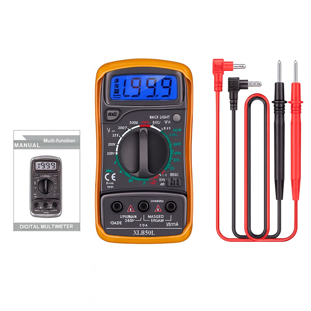 THAR Digitale Multimeter XL830L – AC/DC Voltmeter & Ohmmeter - Oranje