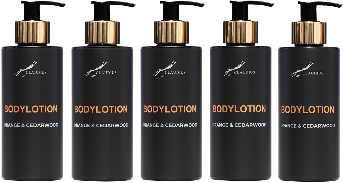 Bodylotion Sweet Orange & Cedarwood 300 ml - gouden pomp - 5 stuks