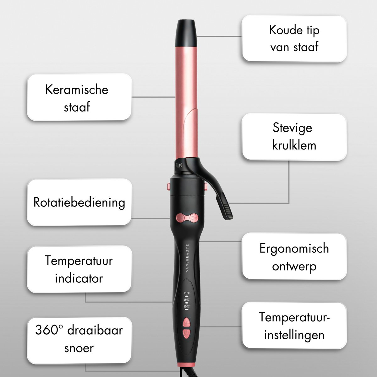 RD Commerce Sansbeauté® 3 in 1 Automatische Krultang met Klem - afbeelding 2