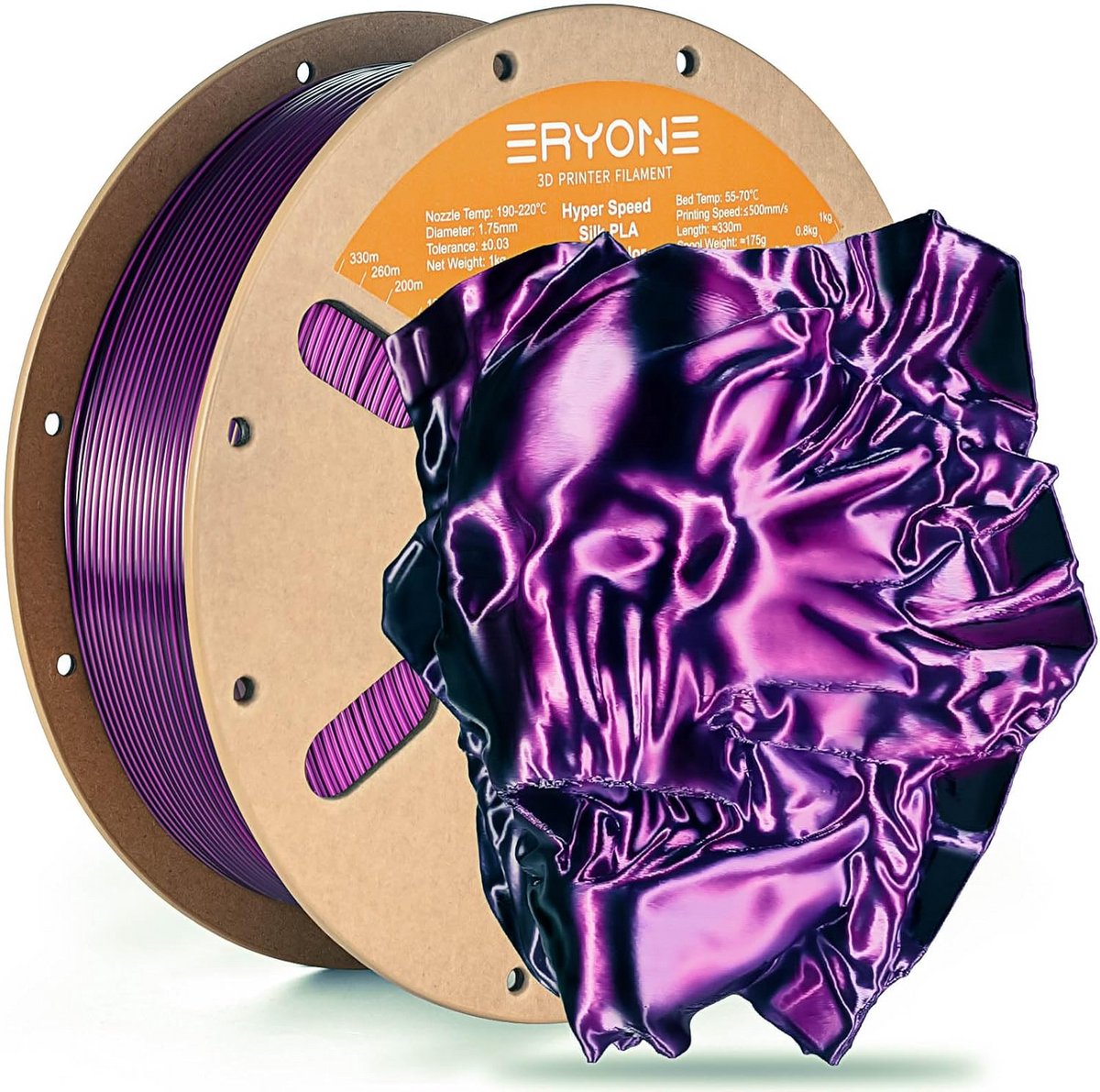 Zijde PLA 3D Printer Filament 1.75mm Dual Kleur Paars Zwart 1kg voor FDM Printers