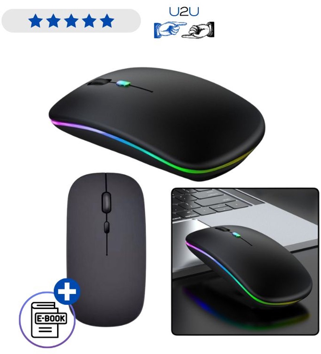 Draadloze Ergonomische Muis Stil 2.4 GHz 10m Bereik Oplaadbaar Met Instelbare DPI 800 1200 1600 Zwart Voor Windows Mac Android En iPadOS Comfortabele Wireless Mouse Met Ebook