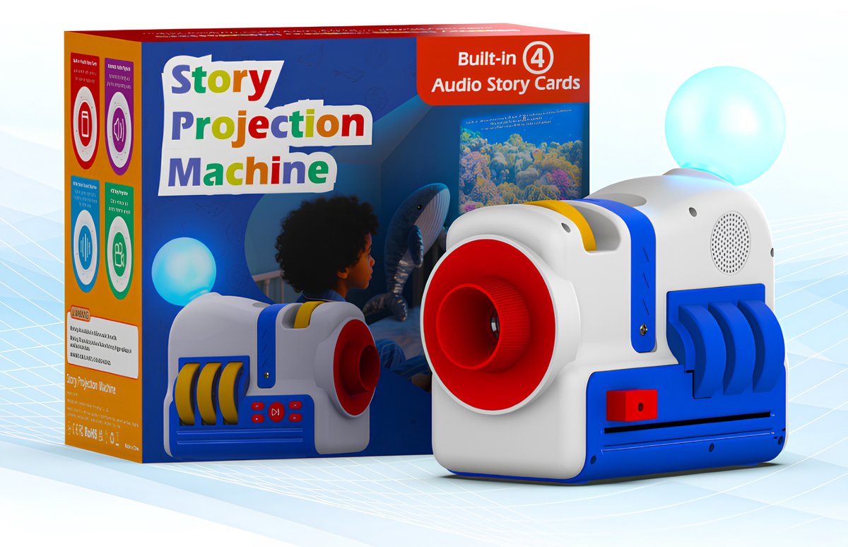 Storyteller Projector – 4‑in‑1 projector – Sterren projector – Nachtlampje – Kinderkamer – Kinder slaapliedjes & verhaaltjes – foto 6