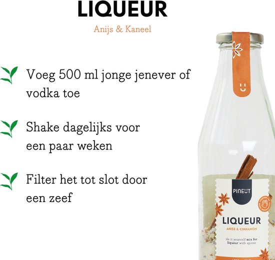 Pineut ® - Likeur Anijs - Likeurfles 750 ML - DIY Pakket - Cocktail maken - Likeurdrank Jenever of Wodka - Origineel Cadeau - Warm & Gezellig