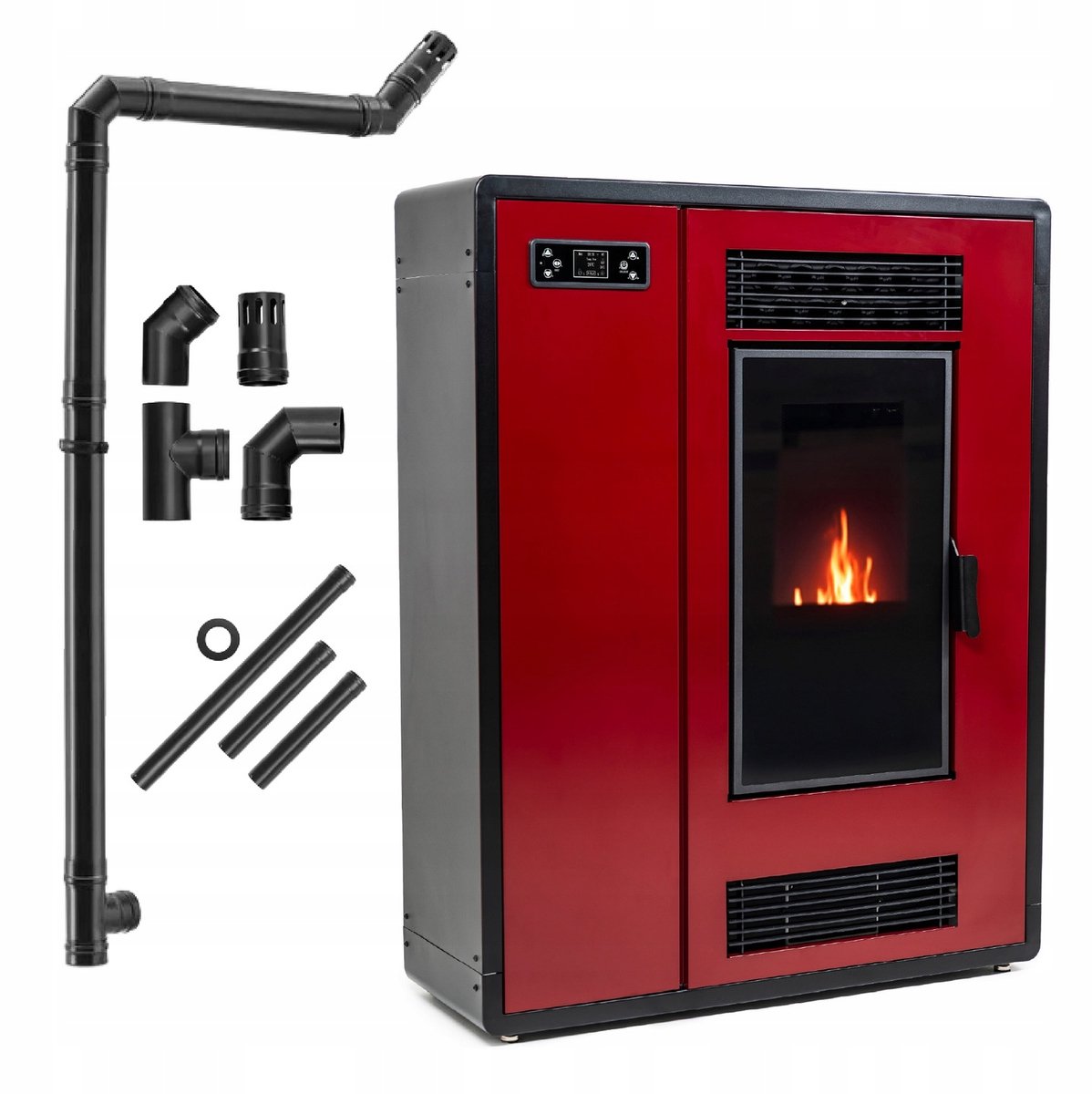 THUNDER Pelletkachel - Vrijstaand - 12 kW - WiFi - 19 kg reservoir - THUNDER ARIA-RED