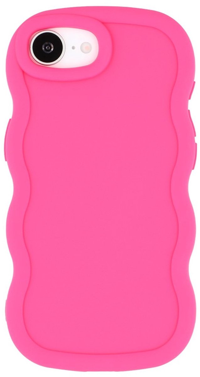 Hoesje geschikt voor Apple iPhone 17e/16e - Phonesta Wavy Silicone Back Cover - Hot Pink