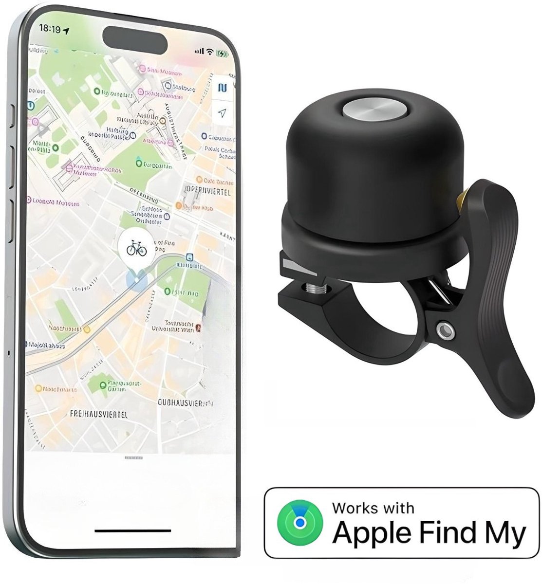 BlueTime - Fietsbel Pro - Fietsbel inclusief Tag! - Fietsbel inclusief tracker - Fiets Accessoires - Fiets anti diefstal - Fiets GPS tracker - Fiets tracker - Geschikt voor Apple Find My - GPS Fietscomputer - GPS Fiets - GPS Tracker