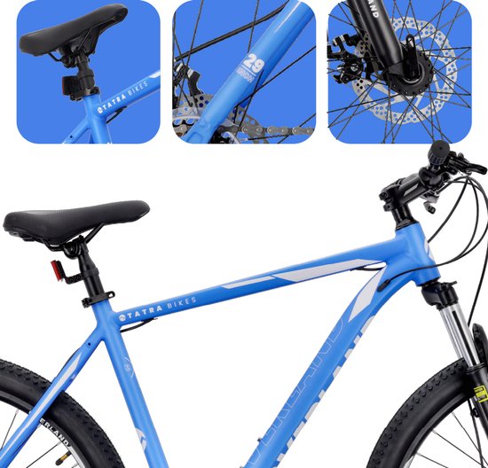 Tatra Bikes Mountainbike 29" Overland, MTB-fiets voor dames en heren, fiets 29" - 21 inch aluminium frame, 21 versnellingen, schokdemper, schijfremmen - Blauw van Tatra Bikes — afbeelding 4