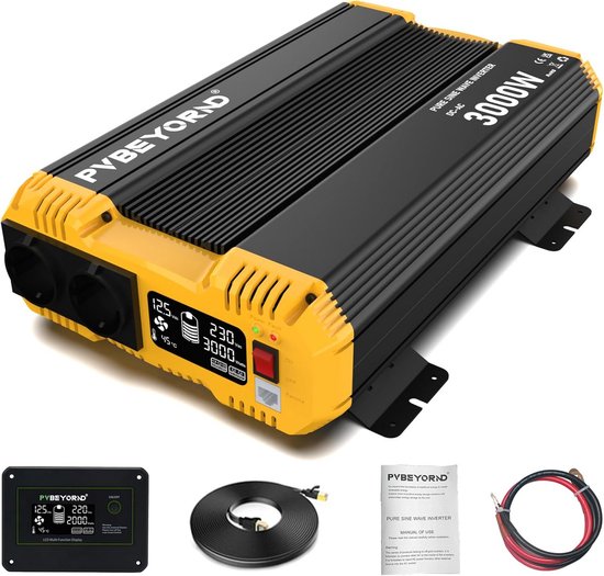 Zuivere Sinus Omvormer 12V naar 230V 3000W/6000W Spanningsomvormer voor Camper en Huisinstallatie met LCD-controller
