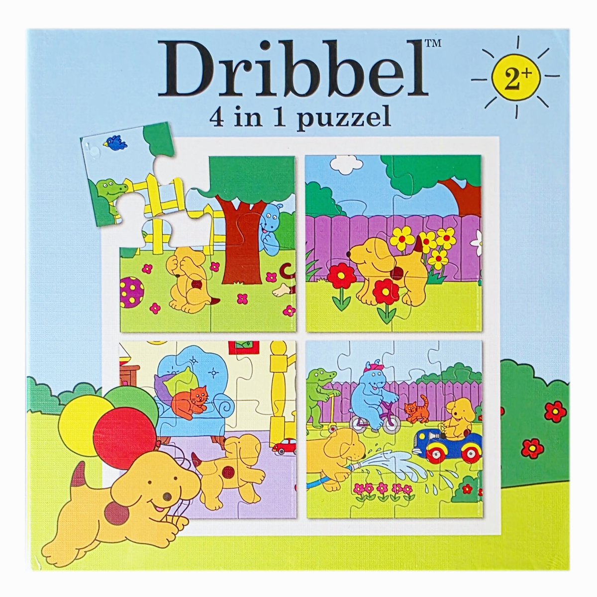 Bambolino - Puzzel Dribbel 4in1 - Legpuzzel 4+6+9+16 stukjes - Kinderpuzzel - 2+ jaar