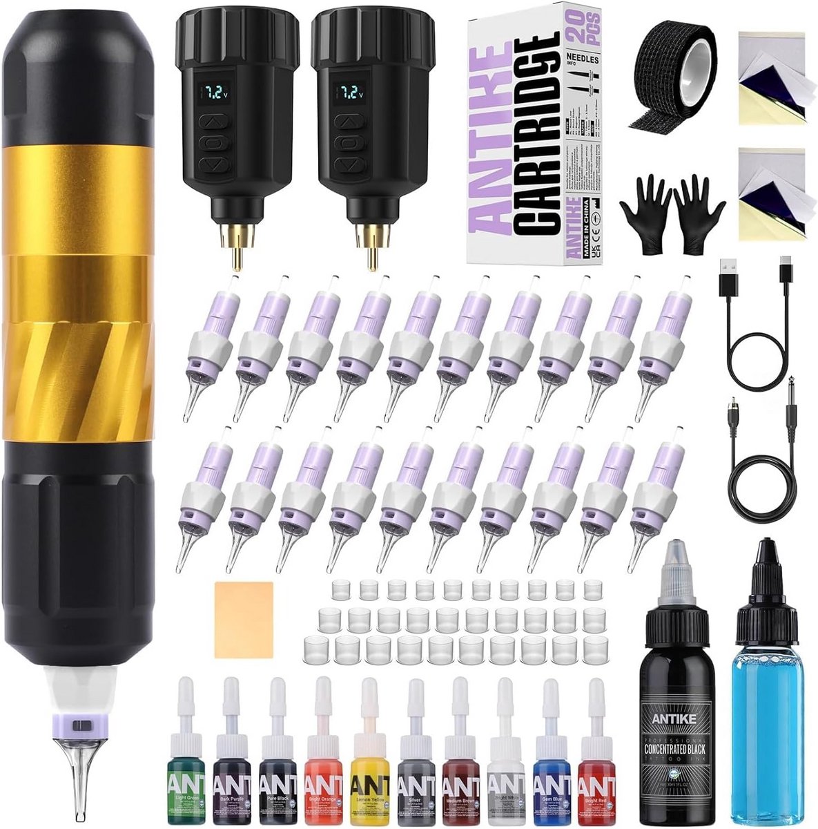Tattoo Machine met Accessoires - Tattoo kit Draadloos - Complete Set - Professioneel