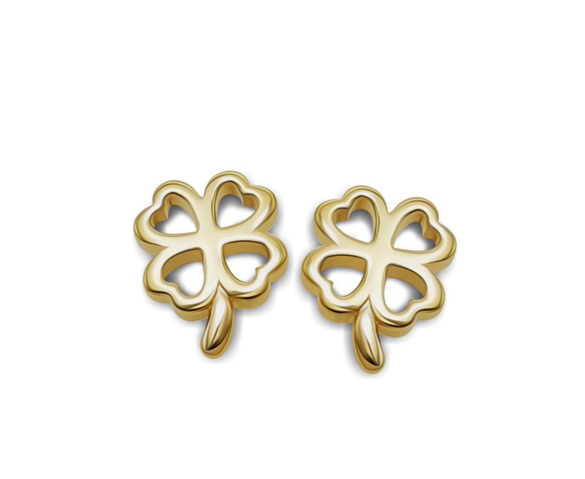 Oorbellen Klavertje Vier Goudkleur Zilver Gold-Plated JE054G