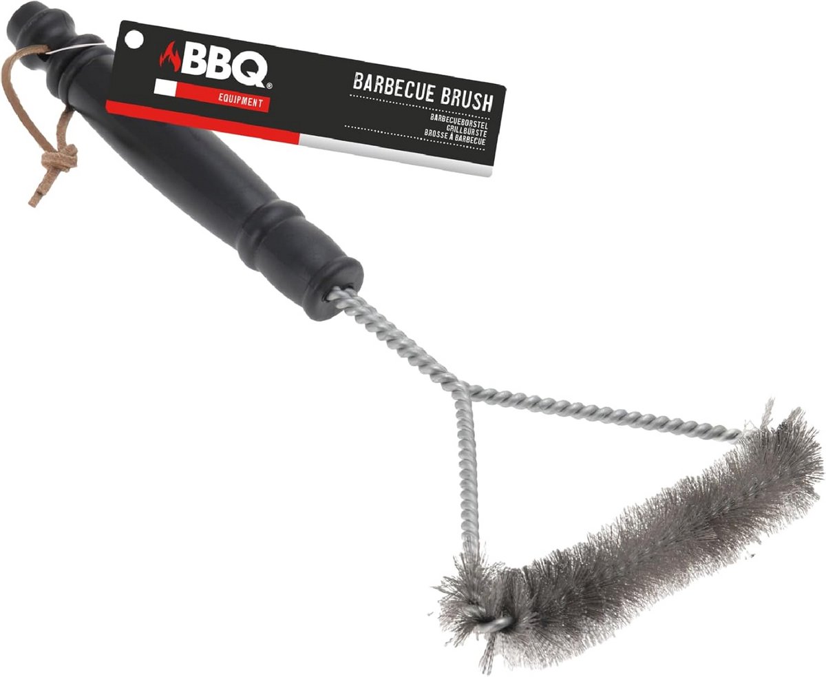 Verkoolde Grillborstel T-vormig met Houten Handvat voor BBQ Roosters