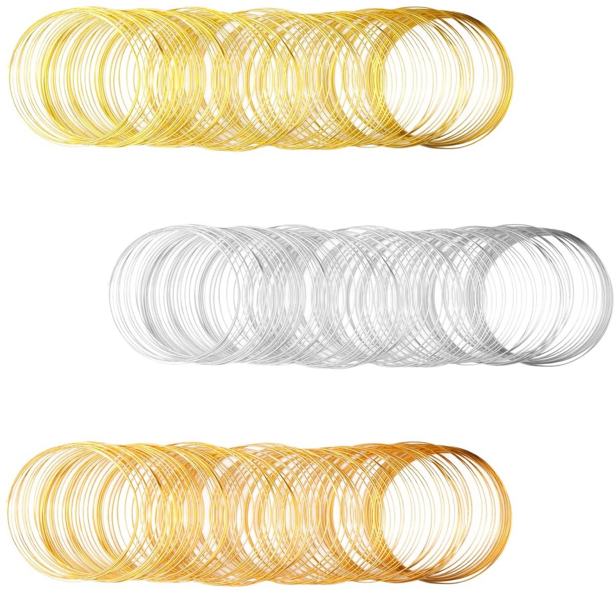 300 Stuks Geheugendraad Set - Sieradenmaken Draad voor Armbanden, Ringen & Meer - Zilver, Goud en Roségoud