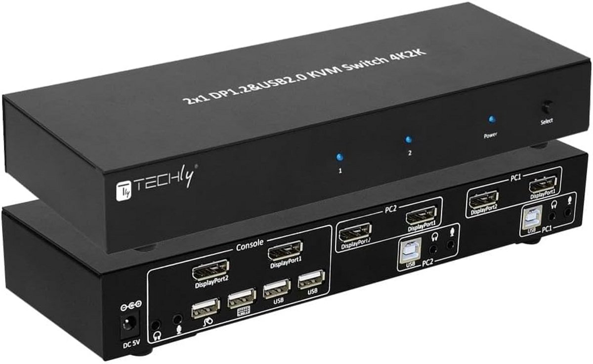 KVM Switch Dual Monitor DisplayPort 1.2 voor 2 Poorten
