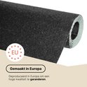 Tapis gris foncé enroulé avec logo UE, fabriqué en Europe.