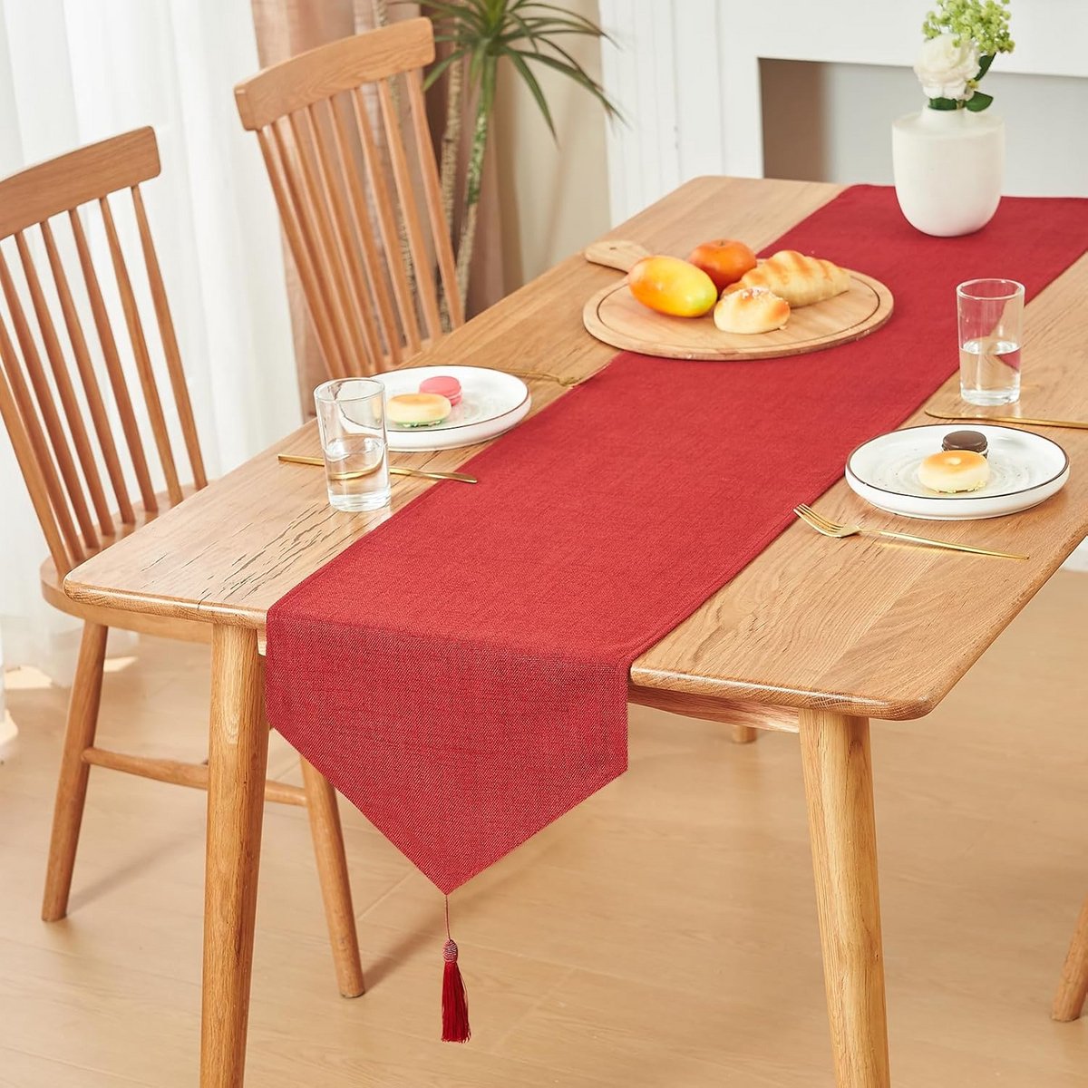Hoogwaardige Linnen Tafelloper Plain Eenvoudig Onderhoud 35 x 180cm