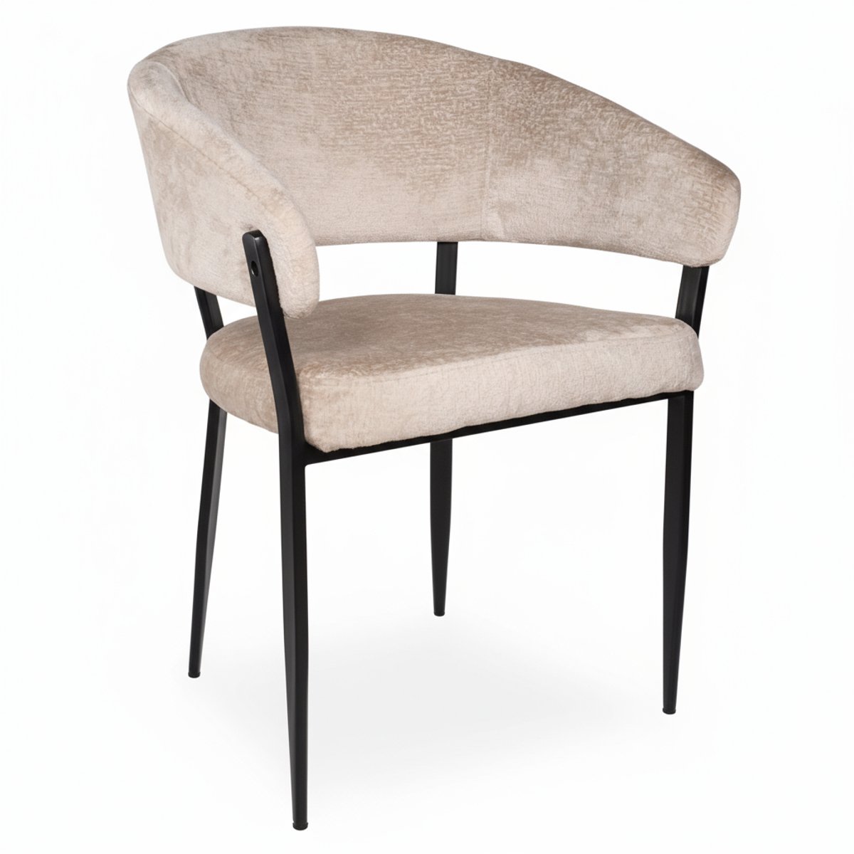 Eetkamerstoel met armleuning Japandi Ziva beige chenille
