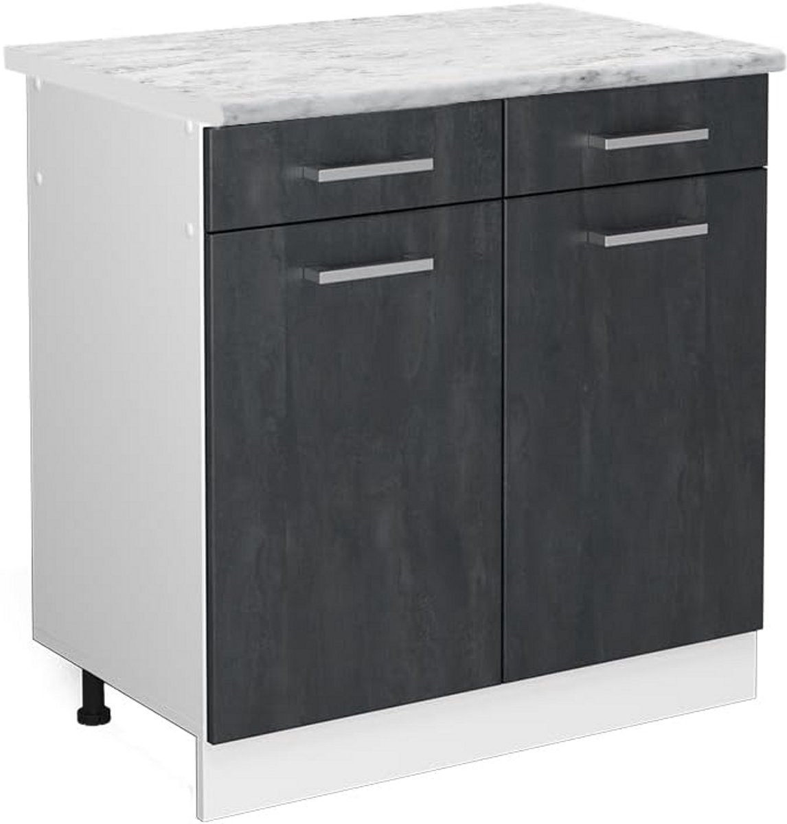 Keukenkast Ladeonderkast 80 cm met Werkblad Zwart Beton Optiek