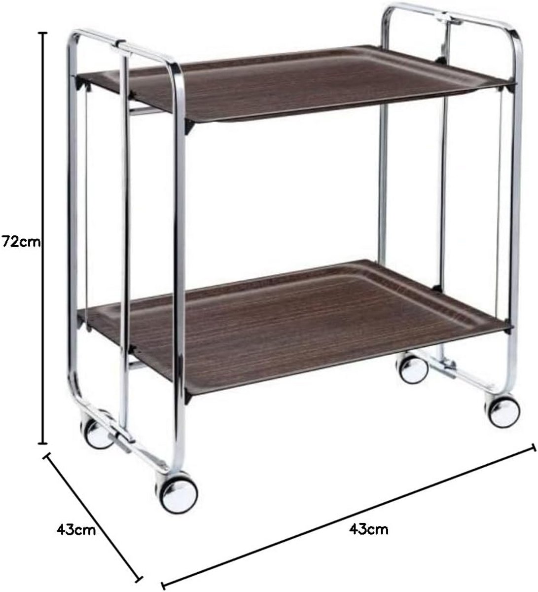 Opvouwbare Serveerwagen met 2 Etages Chromen Frame