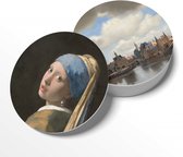 FOURRURE | Sous-verres Oude Meesters - 6 pièces - Chefs-d'œuvre - Art - Sous-verres - Sous-verres Forex - Ronds - Ronde de Nachtwacht - Melkmeisje - Jeune fille à la perle - Cygne - Vue de Delft