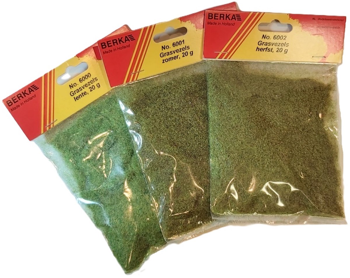 Berka Grasvezel Mix 6000/6001/6002 – 3-Kleuren voordeel Set voor Diorama, Modelbouw & Treinbaan