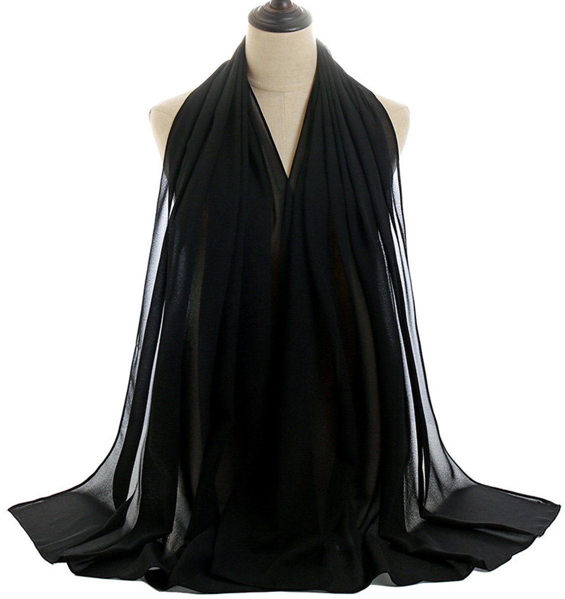 Dames Sjaal – Hoofddoek – Omslagdoek - Dunne omslagsjaal – Shawl – Stola – Multifunctioneel – Ademend - Zwart - LOUZIR