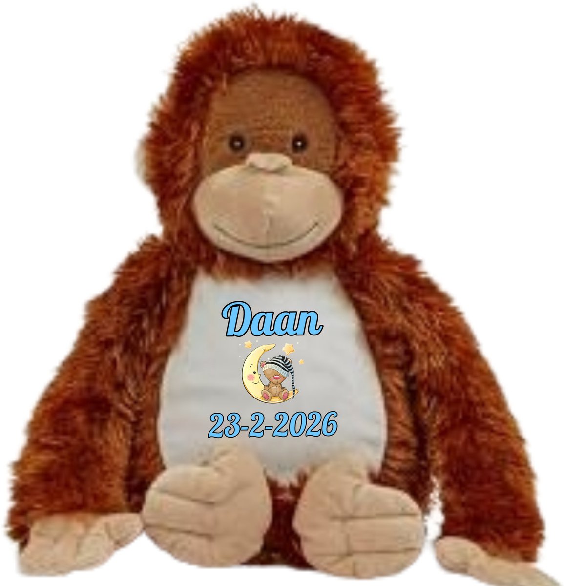 Knuffel aap - gepersonaliseerd - kraamcadeau - naam - geboortedatum - Mumbles